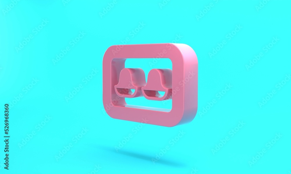 Pink Earplugs with storage box icon isolated on turquoise blue background. Ear plug sign. Noise symbol. Sleeping quality concept. Minimalism concept. 3D render illustration Pink Earplugs with storage box icon isolated on turquoise blue background. Ear plug sign. Noise symbol. Sleeping quality concept. Minimalism concept. 3D render illustration