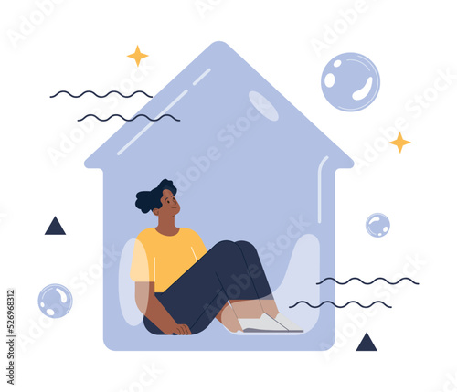 Introverted person. Antisocial character prefers to spend time