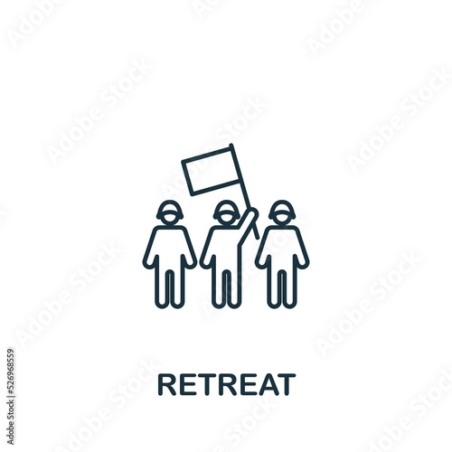 Retreat icon. Line simple line War icon for templates, web design and infographics