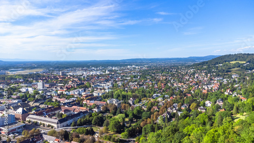 Drone view of freiburg im breisgau city in  Germany photo