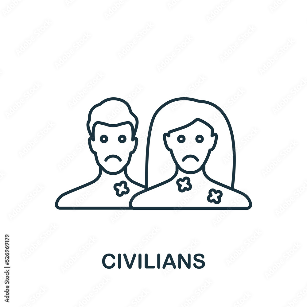 Civilians icon. Line simple line War icon for templates, web design and infographics Civilians icon. Line simple line War icon for templates, web design and infographics