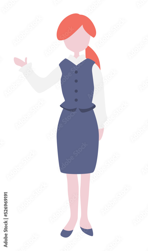 ビジネスパーソン ベストとスカートの20-30代女性フラットイラスト(単品) ビジネスパーソン ベストとスカートの20-30代女性フラットイラスト(単品)