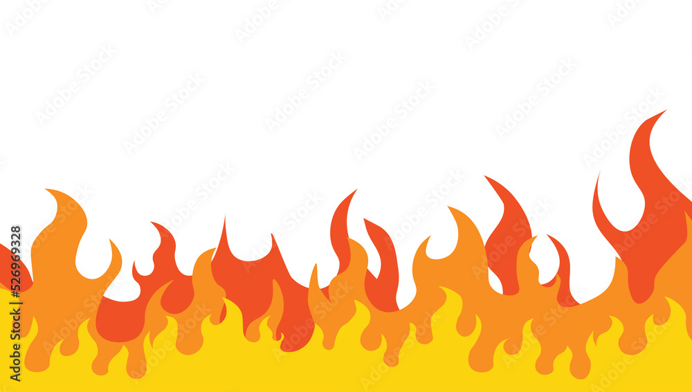 Fire Flame with a white background vector. Fire flame flat cartoon