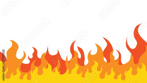 Fire Flame with a white background vector. Fire flame flat cartoon style.