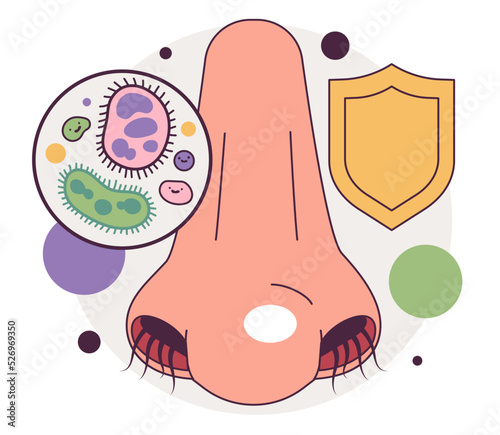 Nasal hair. Hair in the human nostrils filtering foreign particles and bacteria