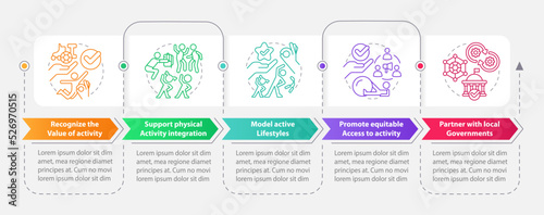 School leaders preparedness rectangle infographic template. Data visualization with 5 steps. Editable timeline info chart. Workflow layout with line icons. Myriad Pro-Bold, Regular fonts used