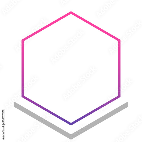 gradient hexagon frame with white background 