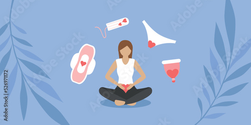 female hygiene products menstruation woman in yoga pose