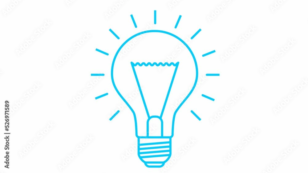 Animated blue symbol of lightbulb. Concept of idea and creative. Looped video. Line vector illustration isolated on white background. Animated blue symbol of lightbulb. Concept of idea and creative. Looped video. Line vector illustration isolated on white background.