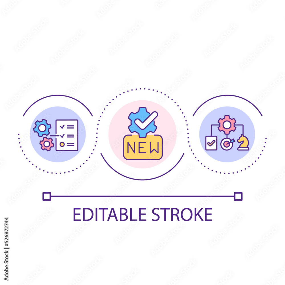 New solution for business growth loop concept icon. Strategy of corporate development abstract idea thin line illustration. Isolated outline drawing. Editable stroke. Arial font used New solution for business growth loop concept icon. Strategy of corporate development abstract idea thin line illustration. Isolated outline drawing. Editable stroke. Arial font used