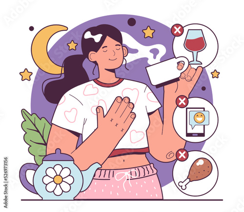 Healthy sleep tips. Insomnia treatment, good sleep rules. Healthy recommendation