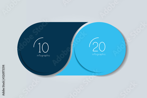 2 elements scheme, diagram. Two connected circles. Infographic template.