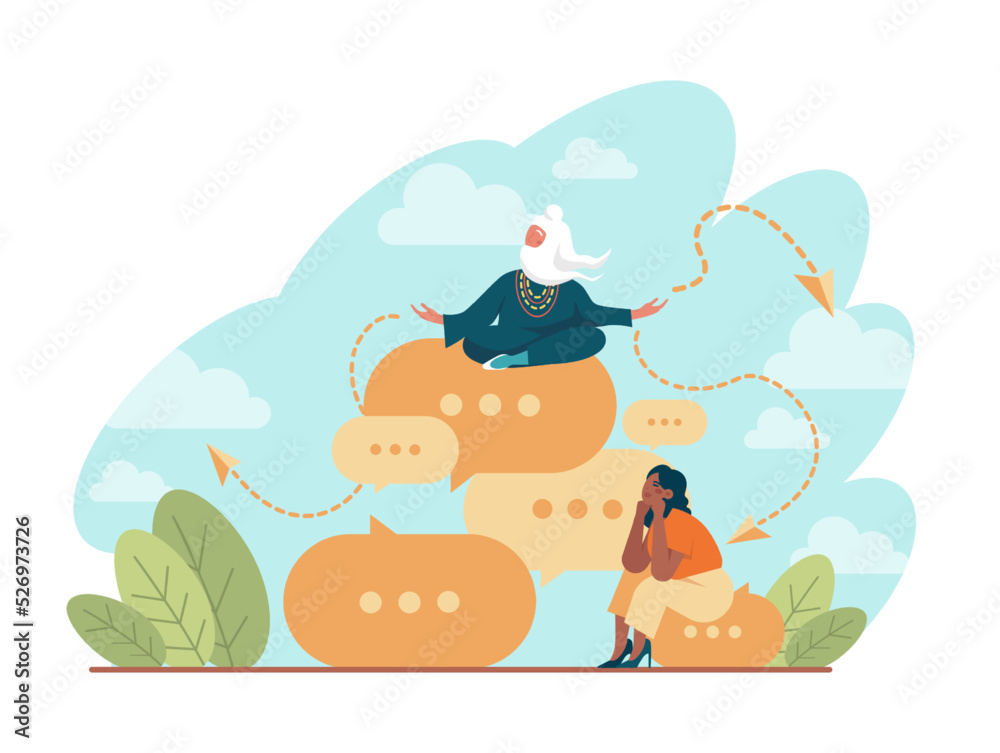 Obraz premium Advice concept. Character or employee giving or taking a piece of advice