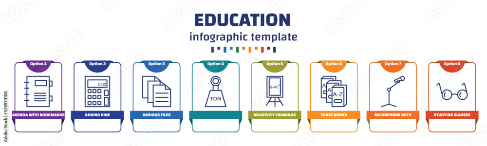 Lesson Infographic Layout infographic template with icons and 8 options or steps. infographic for ...