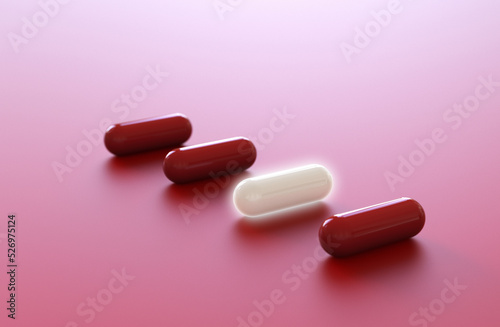 The Glowing White Capsule medicine. 3D illustration.