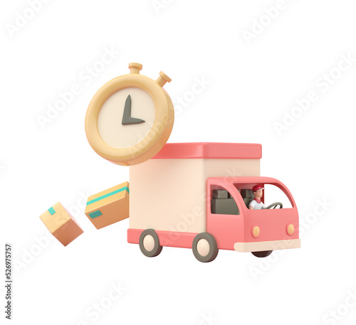 Fast delivery truck. 3D render