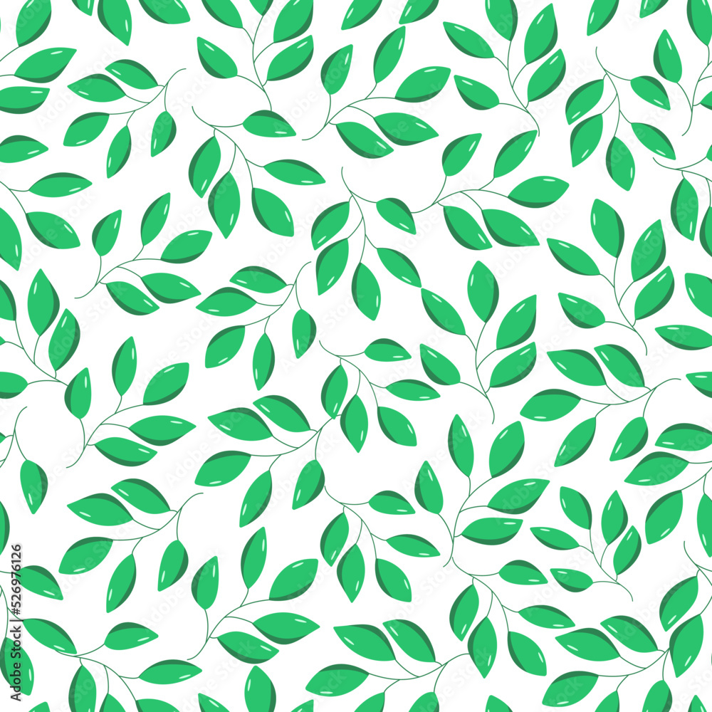 Seamless pattern of green leaves of a deciduous tree. Vector illustration of shrub branches, natural background. Seamless pattern of green leaves of a deciduous tree. Vector illustration of shrub branches, natural background.