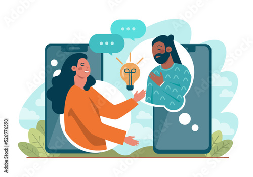 Support concept. Character help each other in solving problems.