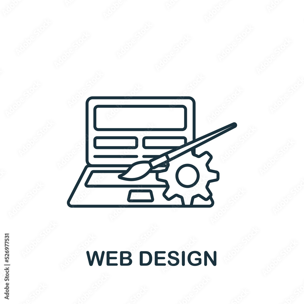 Website Management icon. Line simple Web Design icon for templates, web design and infographics Website Management icon. Line simple Web Design icon for templates, web design and infographics