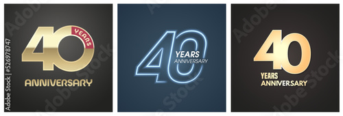 40 years anniversary set of vector icons, logos. Graphic background