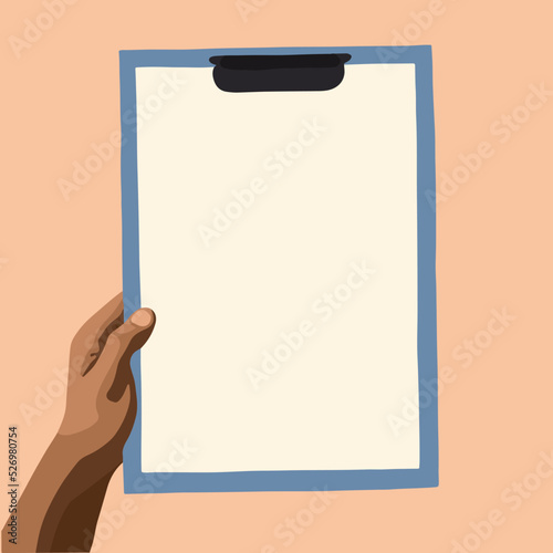 A small board with a spring clip at the top, used for holding papers and providing support for writing.