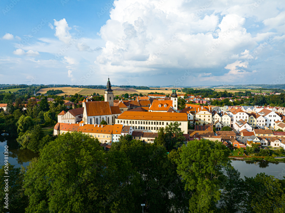 Czechia. Telc Historic Centre Aerial View. Old Town Telc Main Square. UNESCO World Heritage Site. Southern Moravia, Czechia. Europe. 