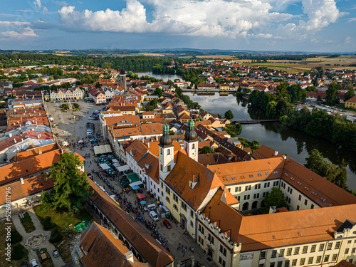 Czechia. Telc Historic Centre Aerial View. Old Town Telc Main Square. UNESCO World Heritage Site. Southern Moravia, Czechia. Europe. 