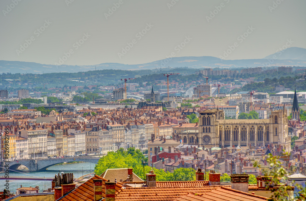 Naklejka premium Lyon landmarks, HDR Image