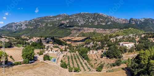 Orient village and Alfabia sierra, Orient valley, Bunyola, Majorca, Balearic Islands, Spain photo