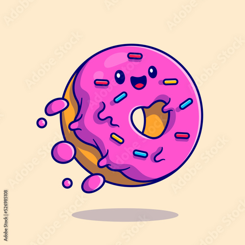 Cute Doughnut Flying Cartoon Vector Icon Illustration. Food
Mascot Icon Concept Isolated Premium Vector. Flat Cartoon
Style