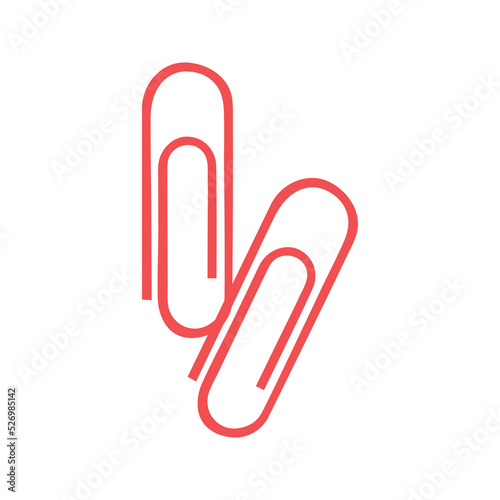 Few red paperclips illustration. School supply flat design. Office element - stationery and school supply. Back to school. Paper clips for notes icon.