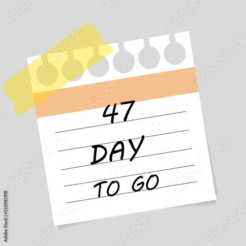 Vector illustration. Deadline, calendar, notebook, time management. 47 days left
