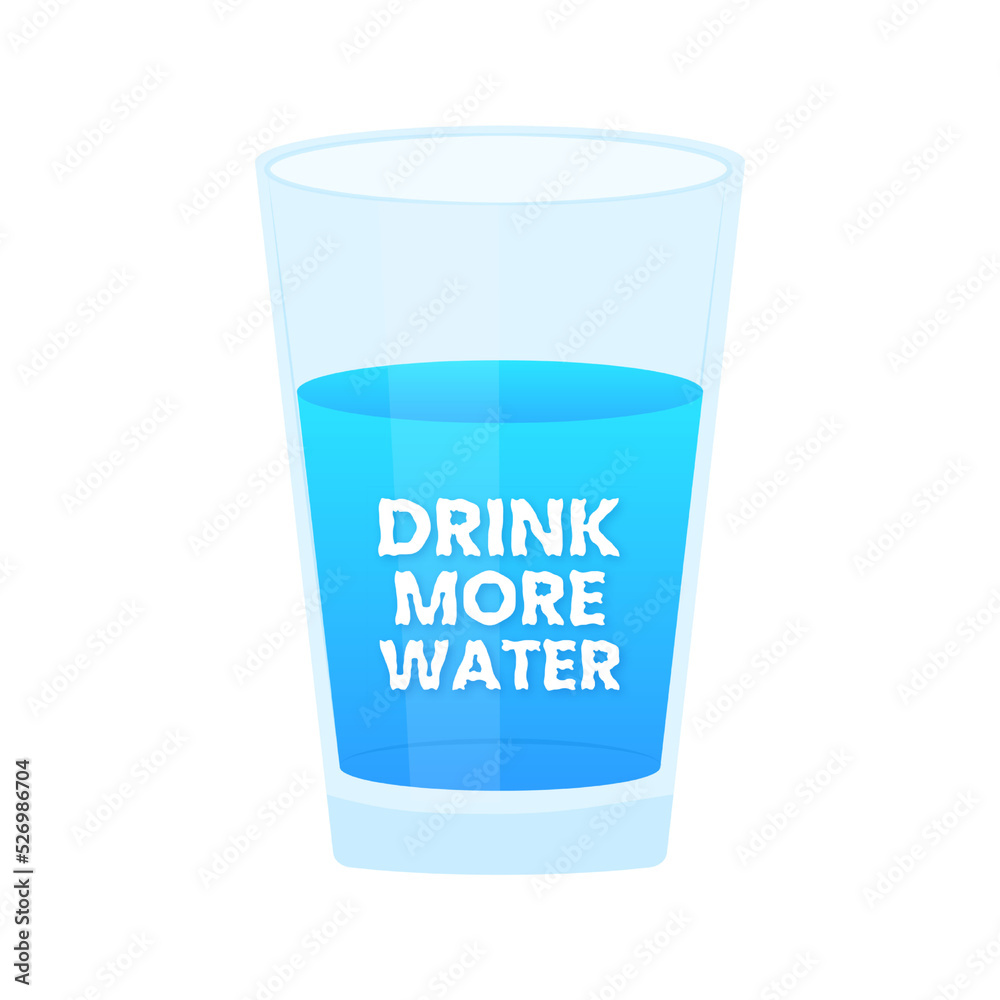Drink more water. Glass of water. Healthy lifestyle. Vector stock illustration. Drink more water. Glass of water. Healthy lifestyle. Vector stock illustration.
