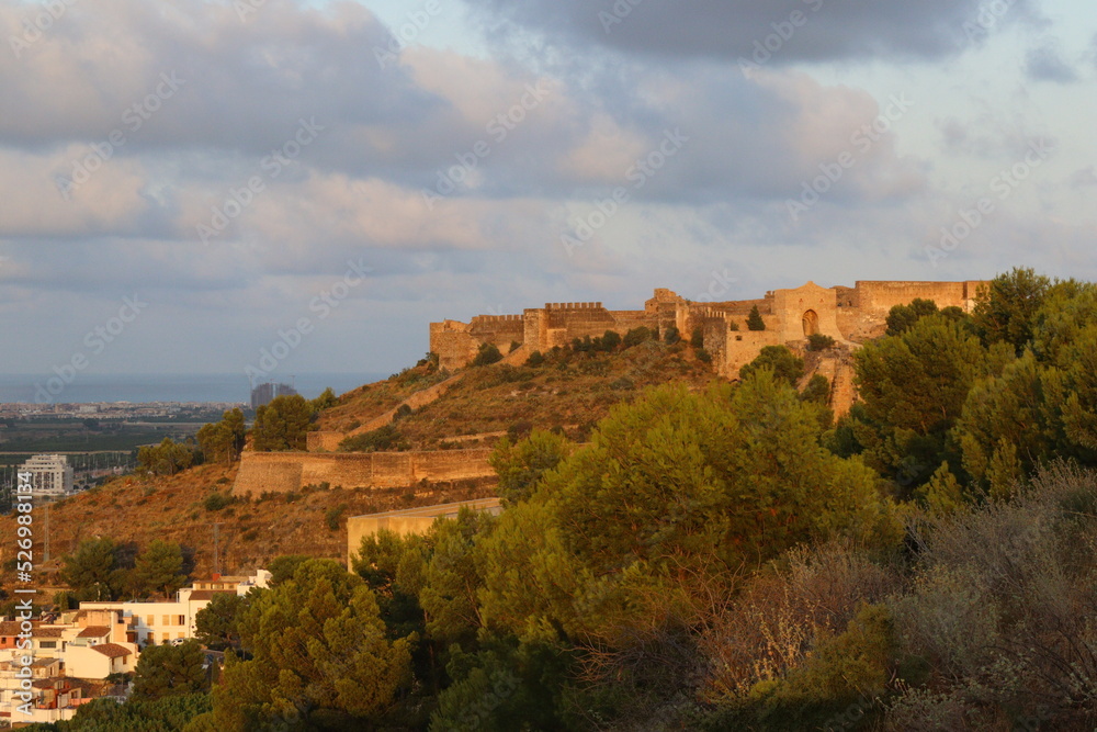 Old medieval walls of the Castle of Sagunto, Valencia, Spain