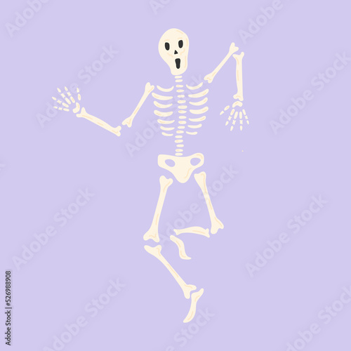 Dancing human skeleton. Halloween collection. Flat vector illustration