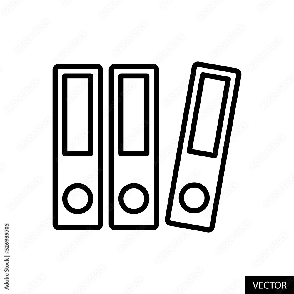 Binders, File folders, Office documents concept vector icon in line style design for website design, app, UI, isolated on white background. Editable stroke. Vector illustration. Binders, File folders, Office documents concept vector icon in line style design for website design, app, UI, isolated on white background. Editable stroke. Vector illustration.