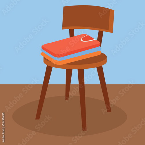 chair with neatly folded things