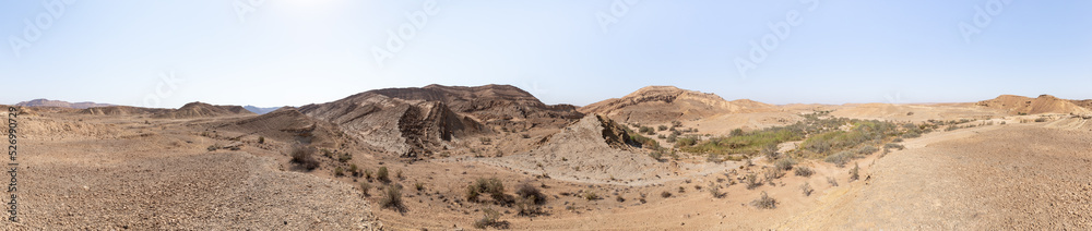 The majestic  beauty of the boundless stone Judean desert in southern Israel