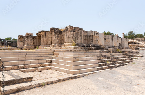 Partially restored ruins of one of the cities of the Decapolis - the ancient Hellenistic city of Scythopolis near Beit Shean city in northern Israel