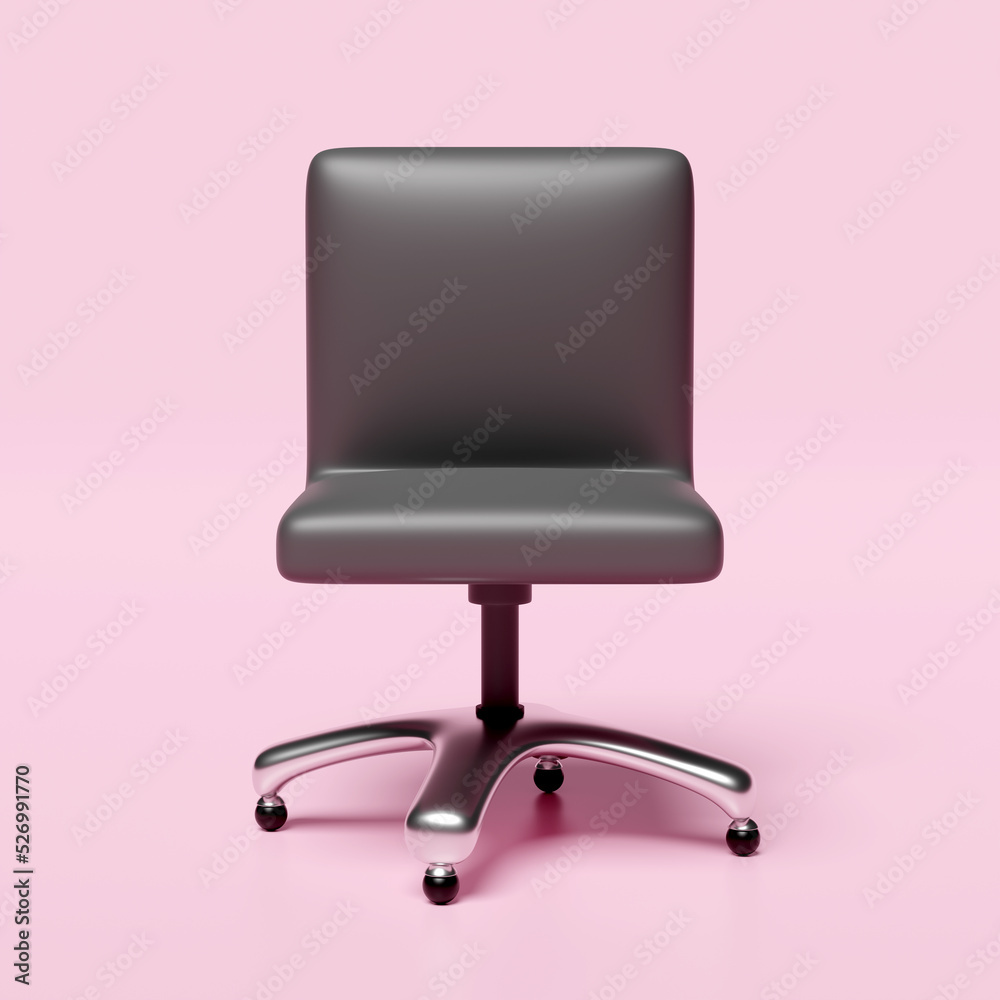 3d black office chair with front view isolated on pink background. minimal concept, 3d render illustration, clipping path 3d black office chair with front view isolated on pink background. minimal concept, 3d render illustration, clipping path