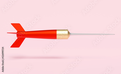 3d red darts float isolated on pink background. minimal concept, 3d render illustration, clipping path