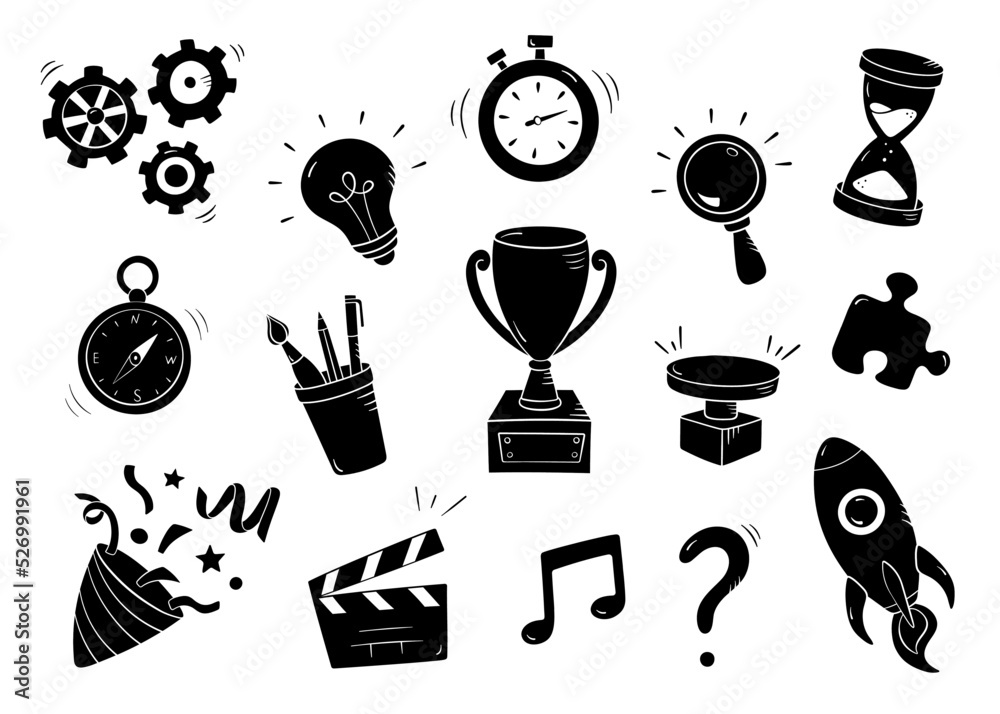 Hand Drawn Doodle Quiz Logo In Comic Style Illustration Stock Illustration  - Download Image Now - iStock