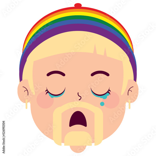 LGBTQ man crying face cartoon cute