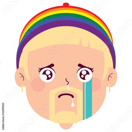 LGBTQ man crying face cartoon cute