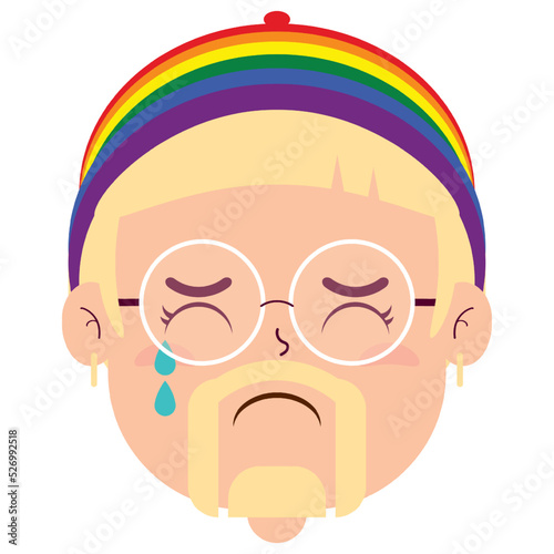 LGBTQ man crying face cartoon cute