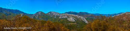 Mountainous landscape in Asturias, Spain. Peña Mea Trail