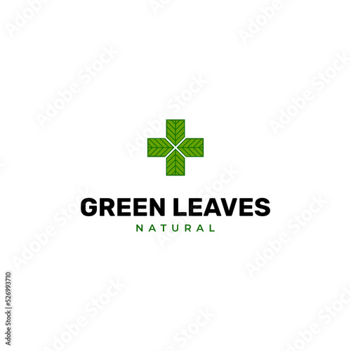 Medical eco logo icon design template with cross and plus. Vector sign. Vector Formats