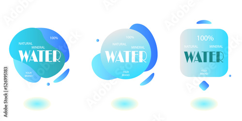 The emblem of mineral water in various forms, for printing on labels, banners, in a pleasant blue color, recognizable shape