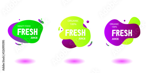 Fresh logo in various forms, for printing on labels, banners, in a purple green gradient, recognizable shape