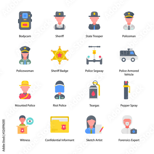 Law Enforcement Flat Icons - Vectors
